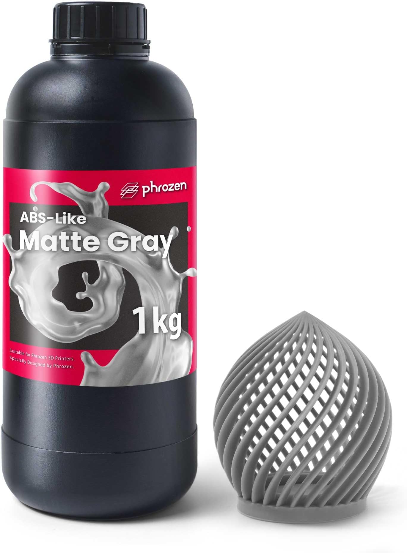 3D Printer Water-Washable Rapid Resin, Model Gray 405nm LCD UV-Curing Photopolymer Resin for High Precision Printing, Low Odor, Non-Brittle, Easy to Print, Easy to Clean and Cure (1KG)