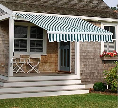 Diensweek serie P100 Toldo retráctil manual de grado comercial, calidad 100% de poliéster de 9.88 oz para ventana, puerta, patio o terraza, blanco,