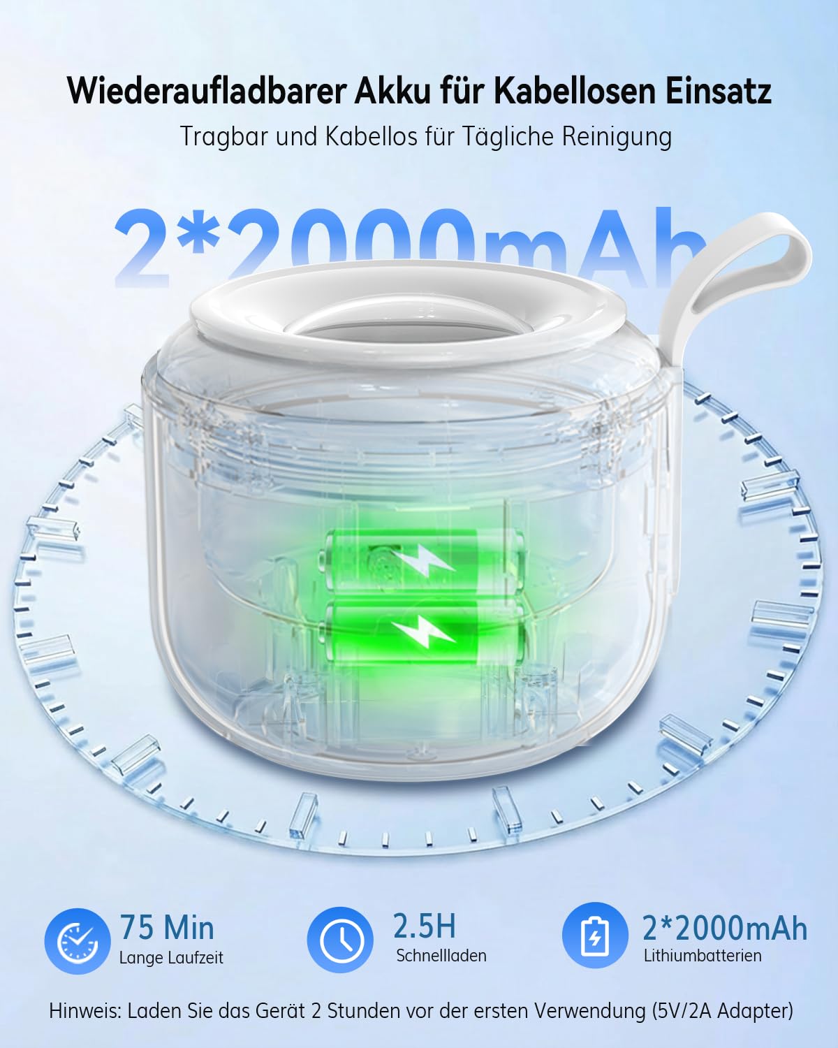 JeaTone Ultraschallreinigungsgerät Zahnschiene Kabellos - 48kHz Dental Pod mit UV-Licht & 2000mAh Akku - IPX5 Wasserdichtes Ultraschallreiniger für Retainer, Aligner, Zahnersatz & Schmuck - 200ml