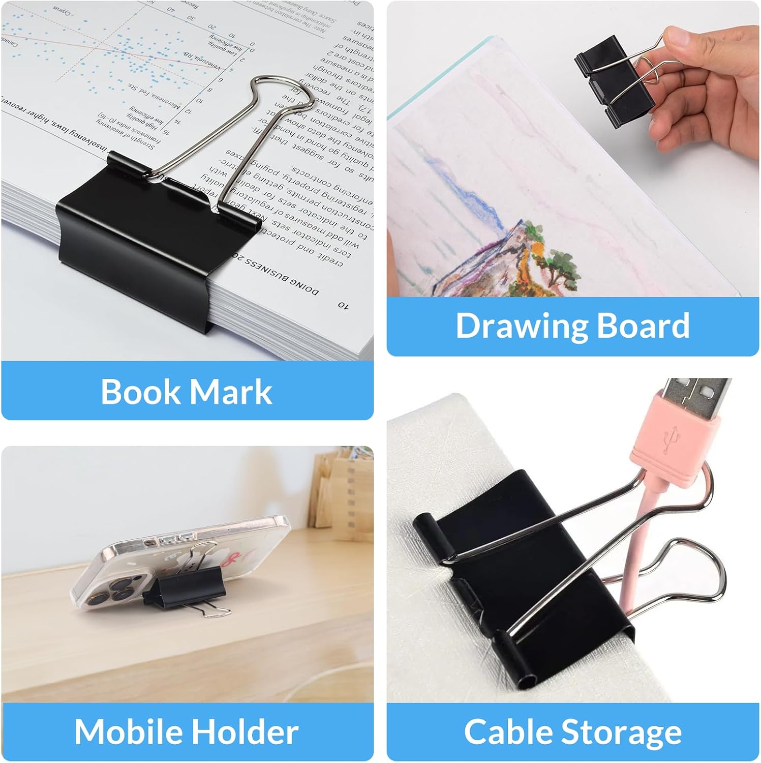OWLKELA 36 Pcs Paper Binder Clips, 2 inch, Black image 5