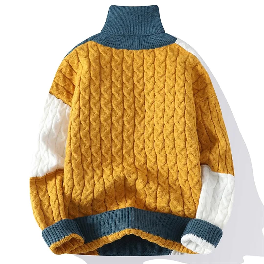 REHJJDFD Suéter de cuello alto para hombre de invierno para hombre, suéteres de punto casuales de manga larga