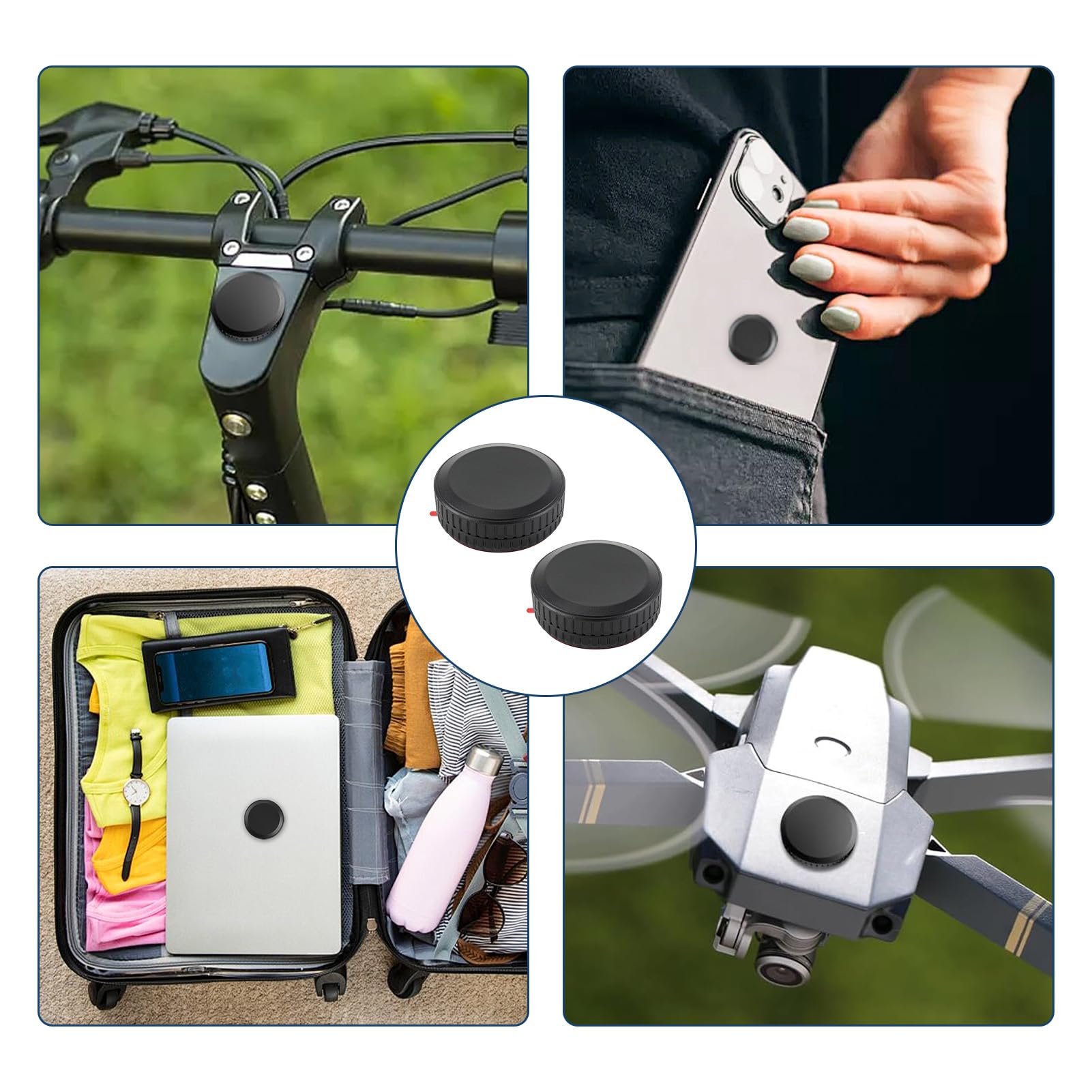 Porta Airtag Étui Airtag Étanche IPX8 - Wekuw | 6 Supports Adhésifs 3M Pour Vélo, Sac, Valise Protection Airtag IPX8