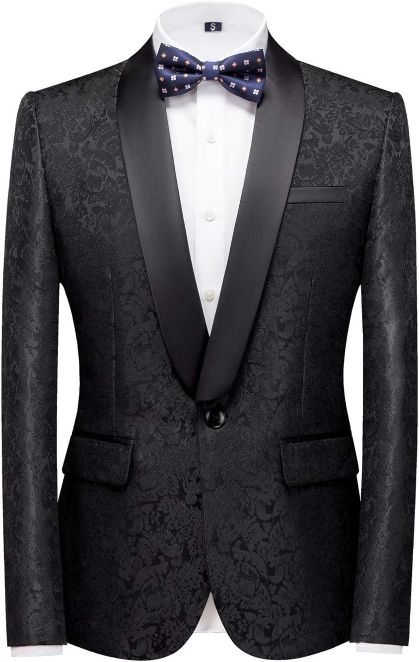 MOGU Mens Tuxedo Suit Jacket Slim Fit Shawl Lapel Wedding Party Dress Blazer