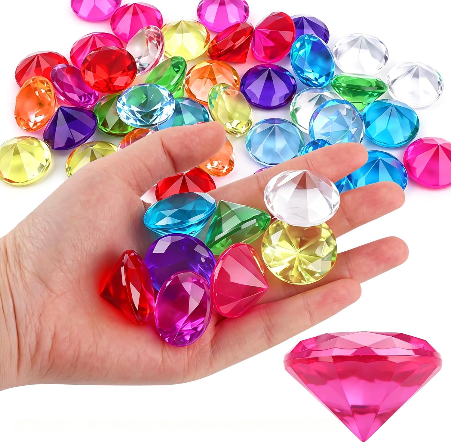 40 sztuk diamentów dla dzieci 30 mm kamienie szlachetne dla dzieci duże zabawki, akrylowe, do samodzielnego wykonania, dekoracja na wesele, przyjęcie, wazon, dekoracja stołu piratów, poszukiwanie