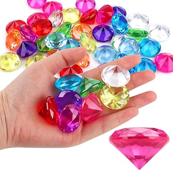 40 sztuk diamentów dla dzieci 30 mm kamienie szlachetne dla dzieci duże zabawki, akrylowe, do samodzielnego wykonania, dekoracja na wesele, przyjęcie, wazon, dekoracja stołu piratów, poszukiwanie
