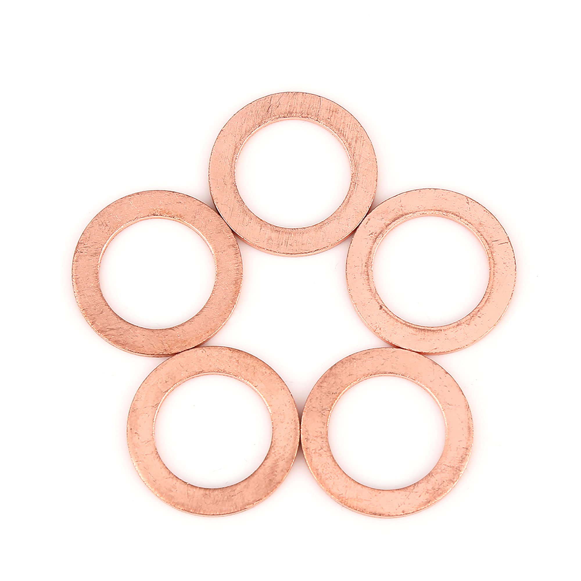 X AUTOHAUX 5pcs Copper Washer Flat Sealing Ring Spacer for Car 15 x 22 x 1.5mm, Rose Gold Tone, 15*22*1.5mm