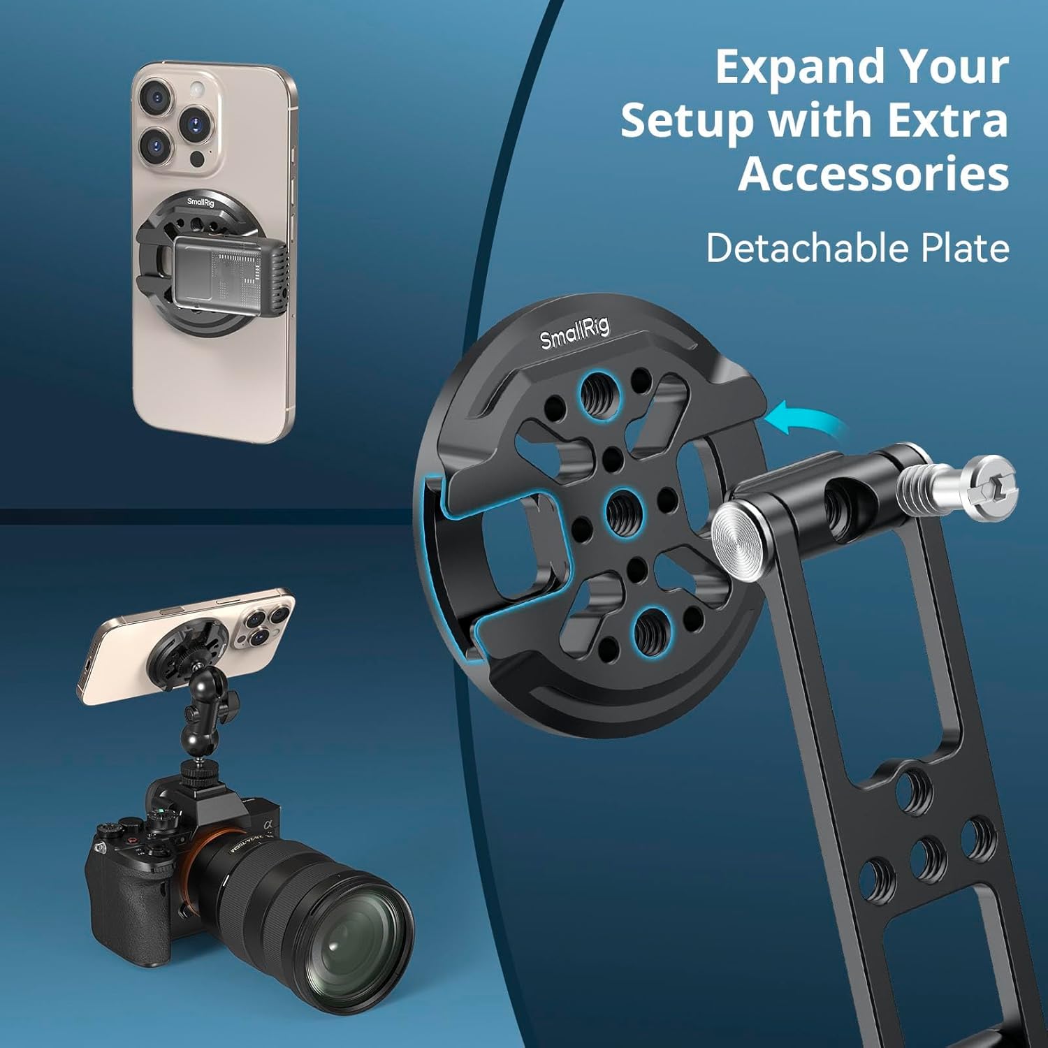 SMALLRIG Bundle Multifunctional Universal Cell Phone Mount Adapter Magnetic Metal Phone Mount with Cold Shoe Mount 5156
