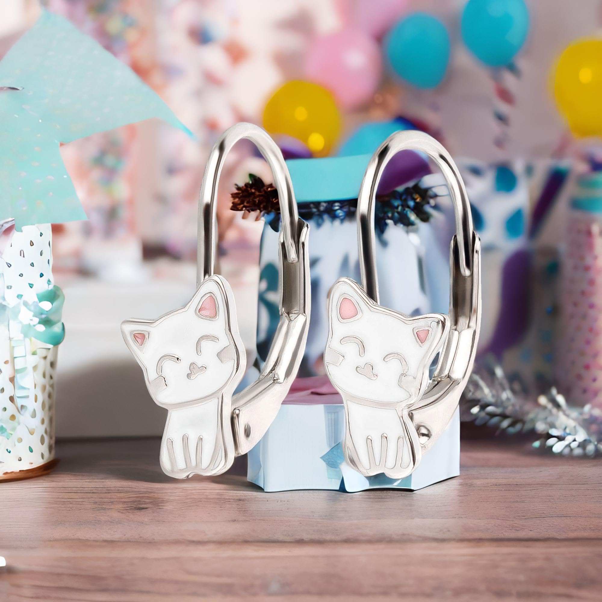 FiVE D - Orecchini da bambina a forma di gatto, in argento 925, Argento sterling