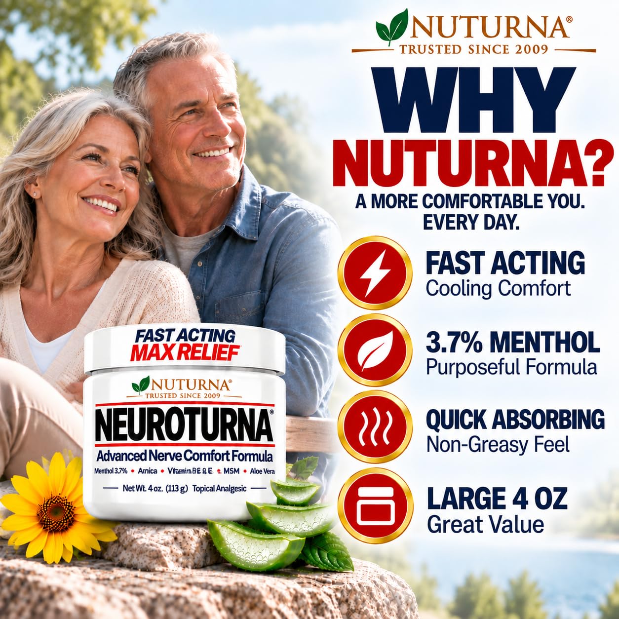 Neuropathy Nerve Cream - Fast Acting Relief Cream For Feet, Hands, Legs & Toes - Ultra Strength Menthol, Arnica, Aloe Vera, MSM - Non-Greasy, Soothing Comfort - 4 oz — Amazon image 5