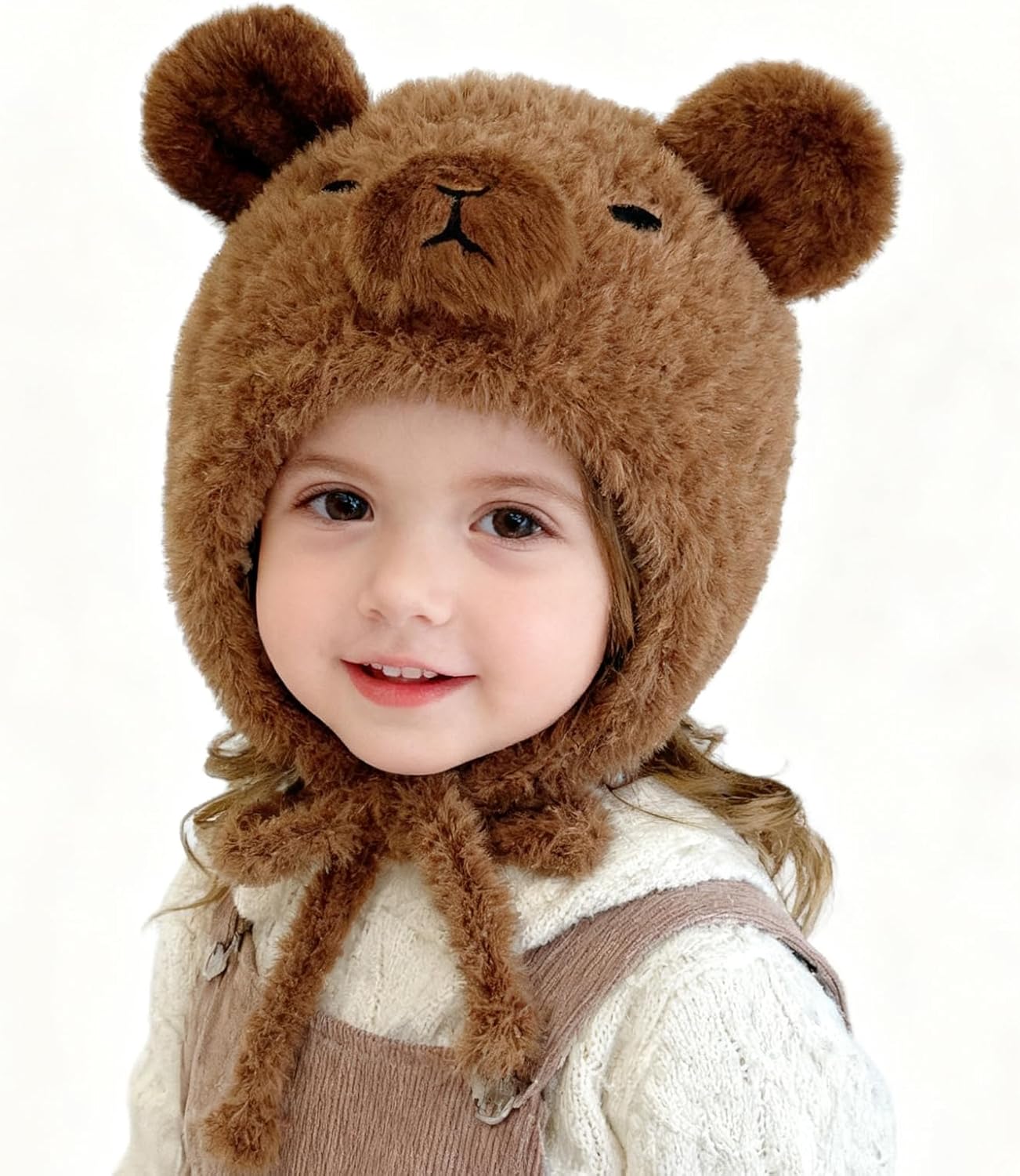 Capybara Hat Plush Winter Hat, Soft Fuzzy Material, Kids Winter Accessories for Age 1-6 - Image 2