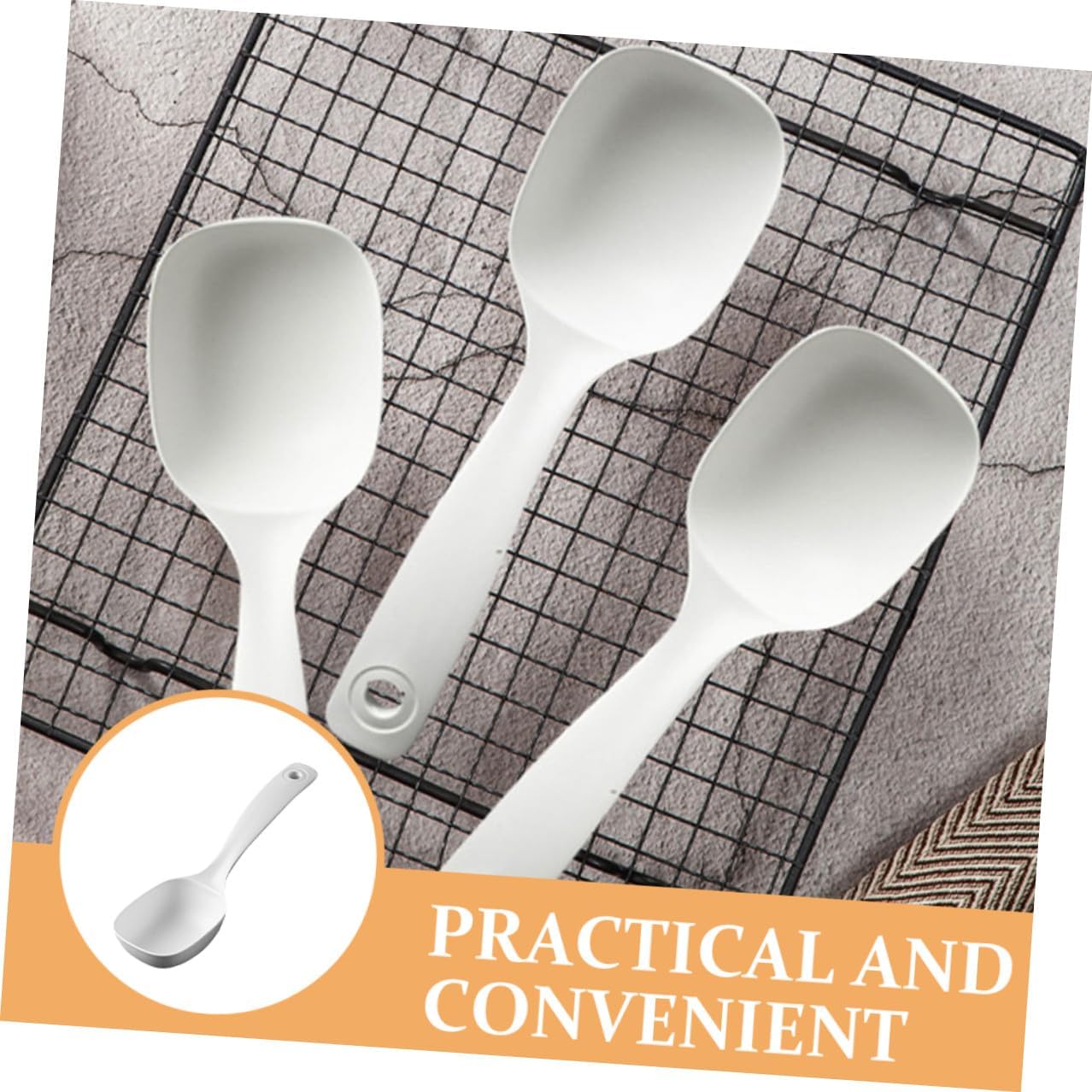 4 Pack White PP Soup Serving Spoon Set, Reusable Long Handle Ladles