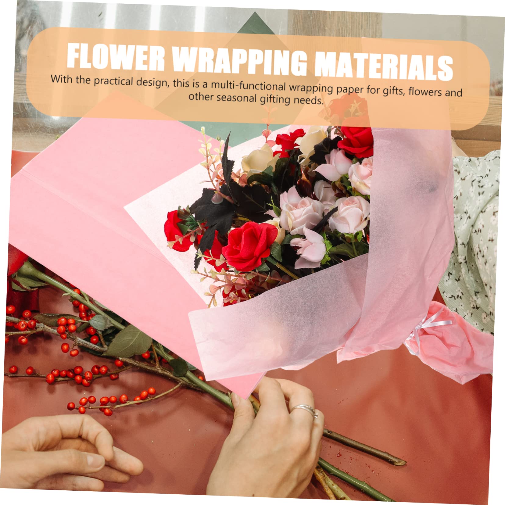 Papier D’emballage Rose pour Fleurs, 120 Feuilles, Papier | Matériel de Bouquet, Motifs Floraux, Usage Fêtes et Scrapbooks, Format Pratique pour Confection