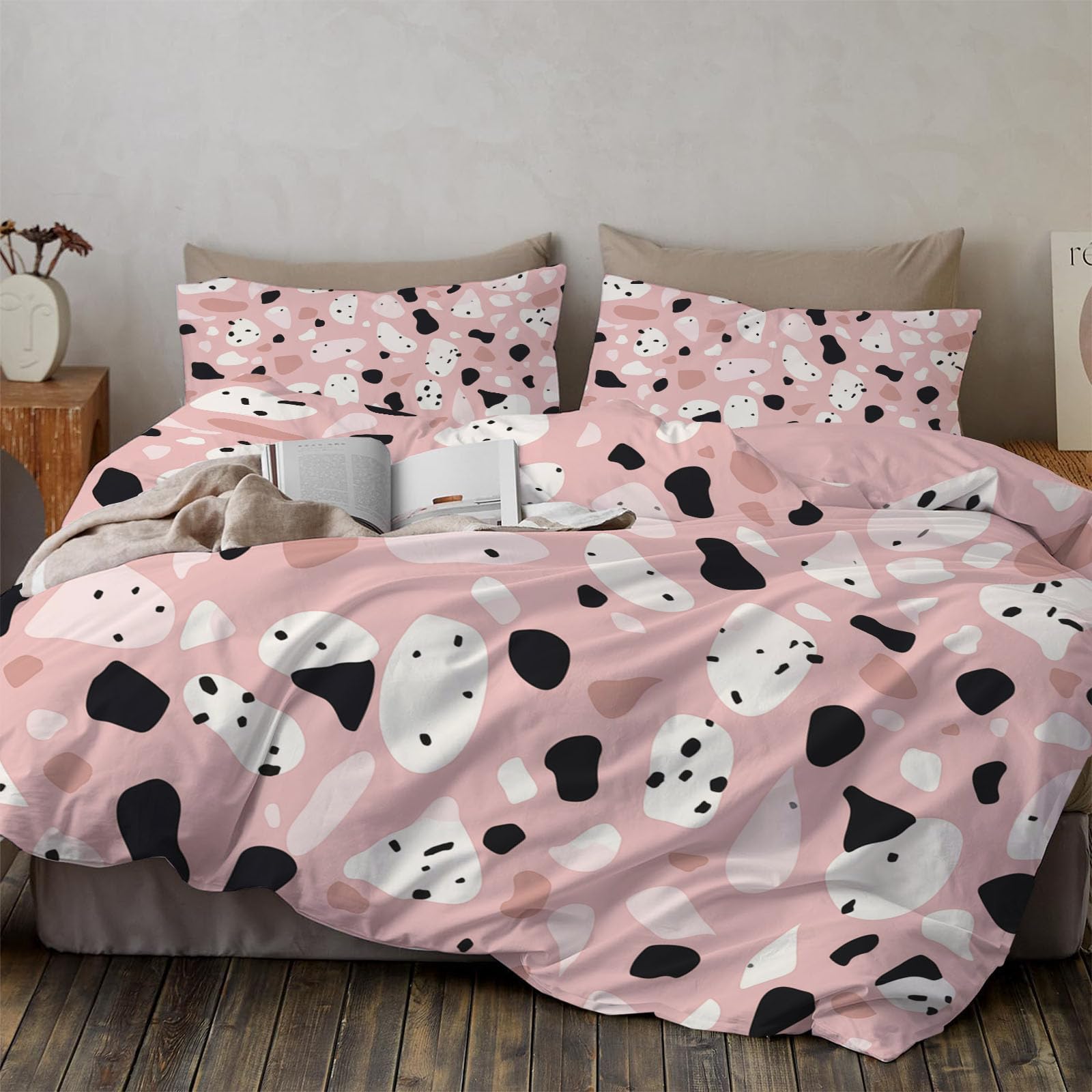 Housse de couette 140x200 en microfibre de qualité supérieure parure de lit Terrazzo chic