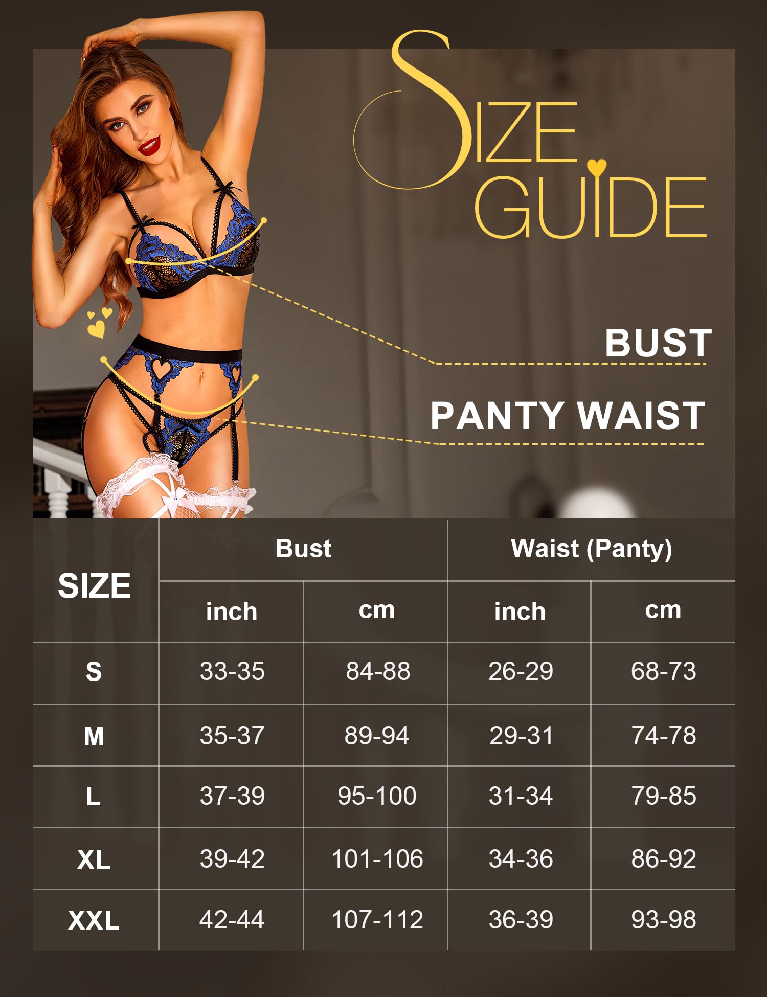 Damen Spitzen-Strumpfband-Dessous-Set