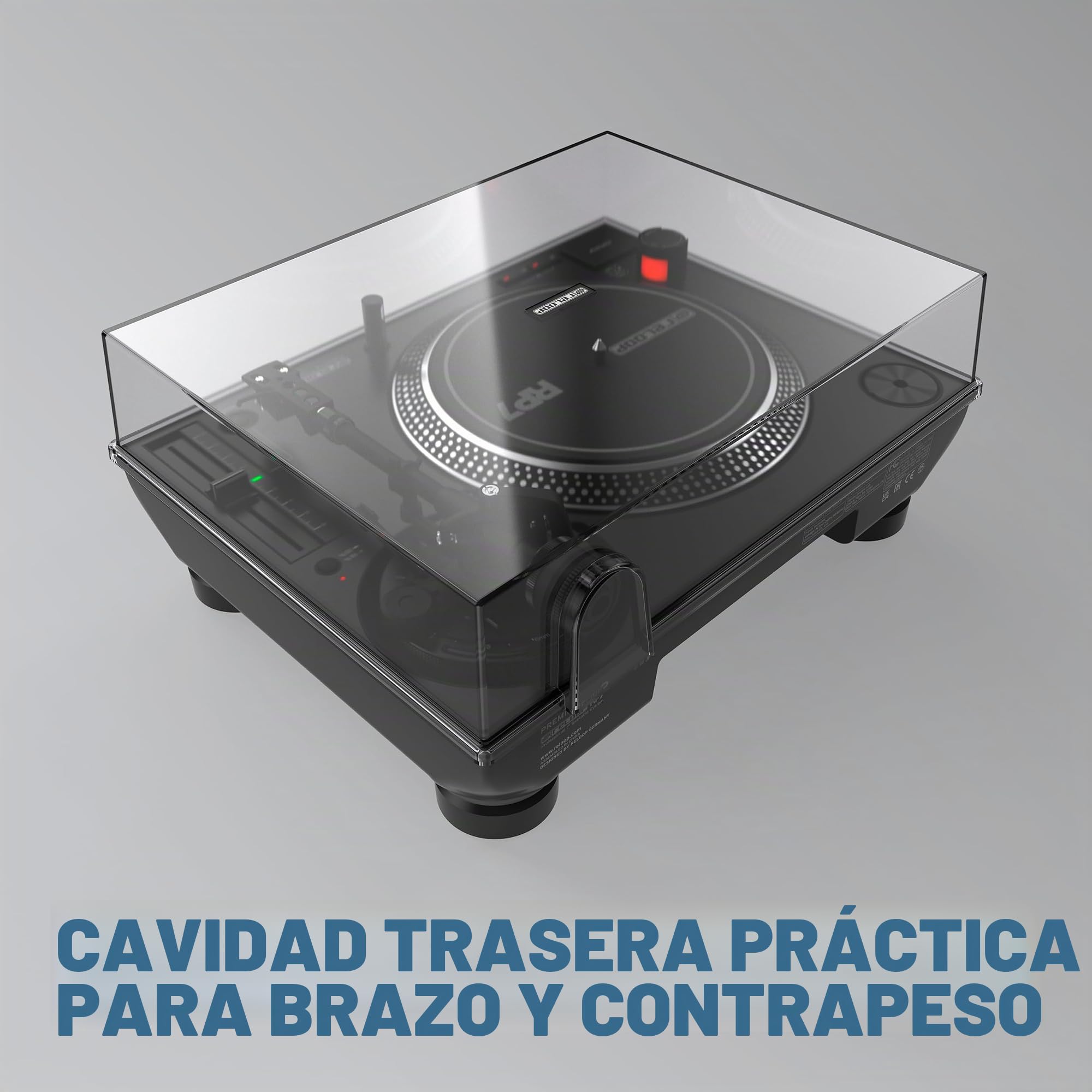 Reloop Abdeckhaube RP-7 - Cubierta protectora con ajuste preciso, Fabricada en plástico resistente y dimensionalmente estable, Protege el tocadiscos de manera fiable contra el polvo, los arañazos y el