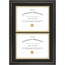 Golden State Art 8.5x11 Diploma Frame with Gold Trim, Solid Wood/Glass | Fit For 14x20 Document & Certificates Without Mat,Double MatBlack With Gold ,Black,1 Pack