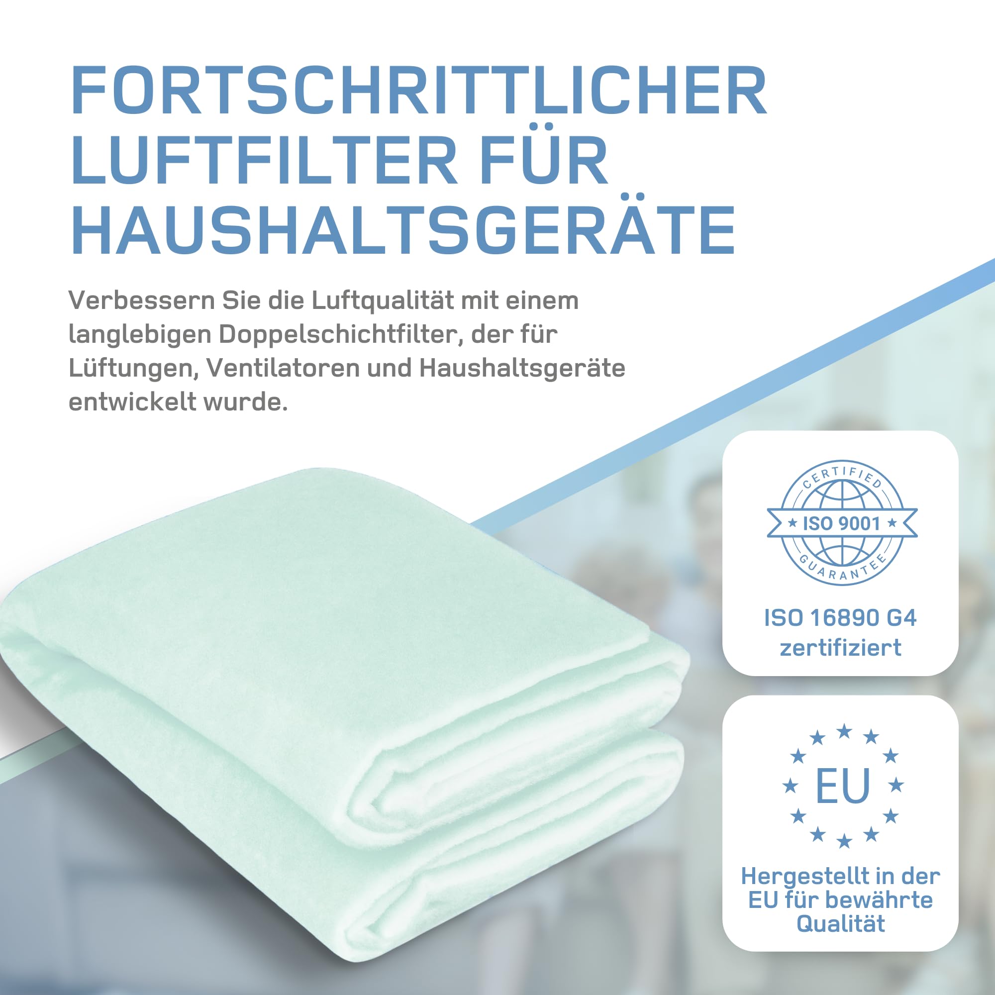 Filter für Dunstabzugshaube 1 * 2 m, G4 Filtermatte Zuschneidbar, Universell Einsetzbarer Luft Filter, Filtervlies Lüftung, Ventilator Filter, Made in EU