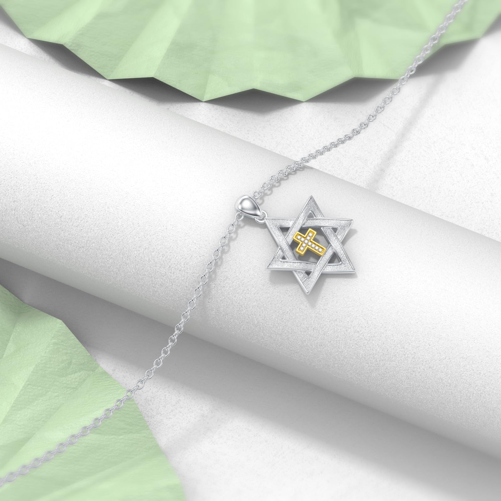 Collana con ciondolo a forma di stella di David, da donna, in argento Sterling 925, con ciondolo a forma di stella di Davide, con diamanti