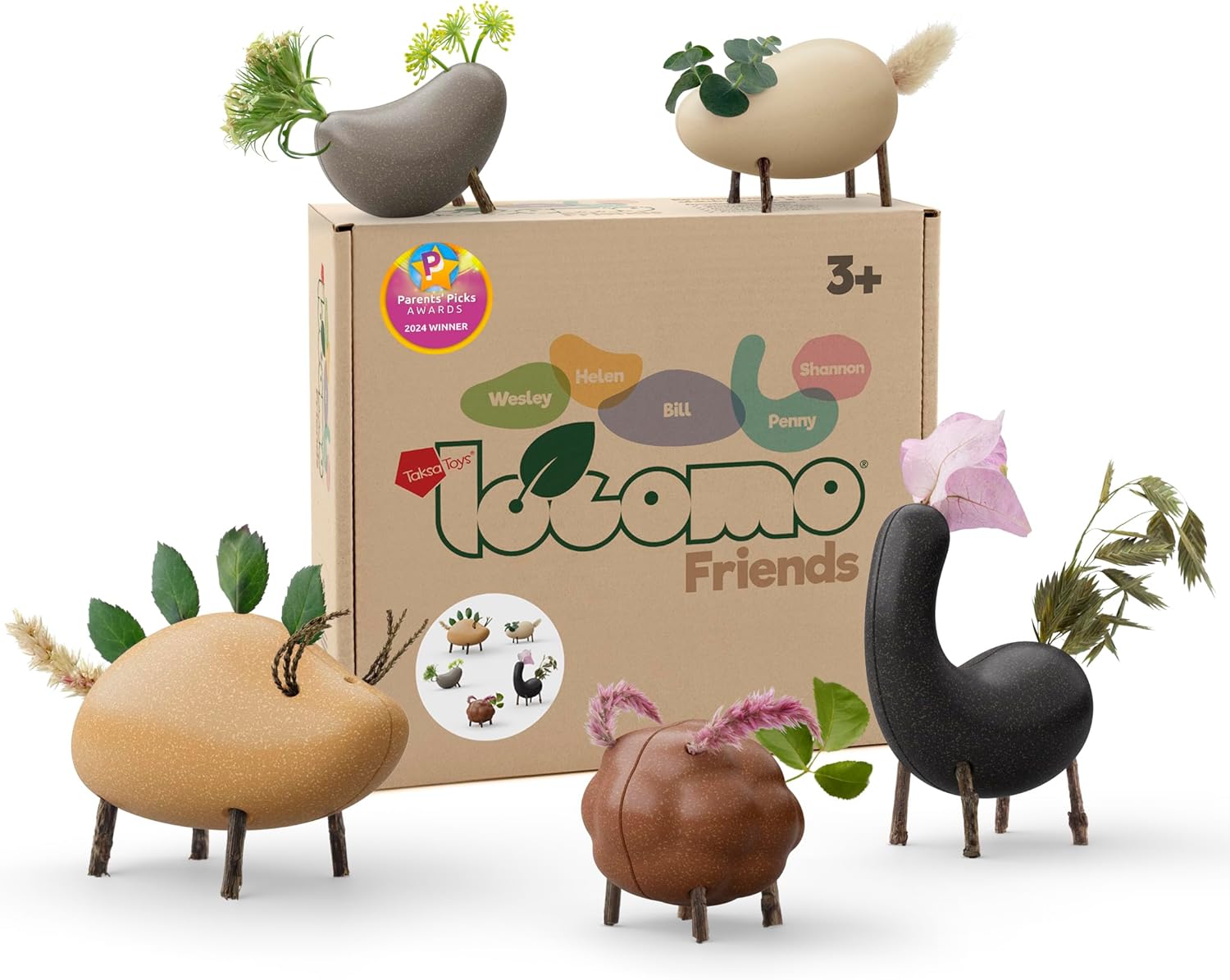 Taksa Toys Locomo Friends IV Waldorf Educational Outdoor Play Figures, Montessori Wooden Animal Toys for Kids 3 4 5 6 7+, Open-Ended Learning & Creativity, Nature Eco Toys, Gifts (Set of 5)