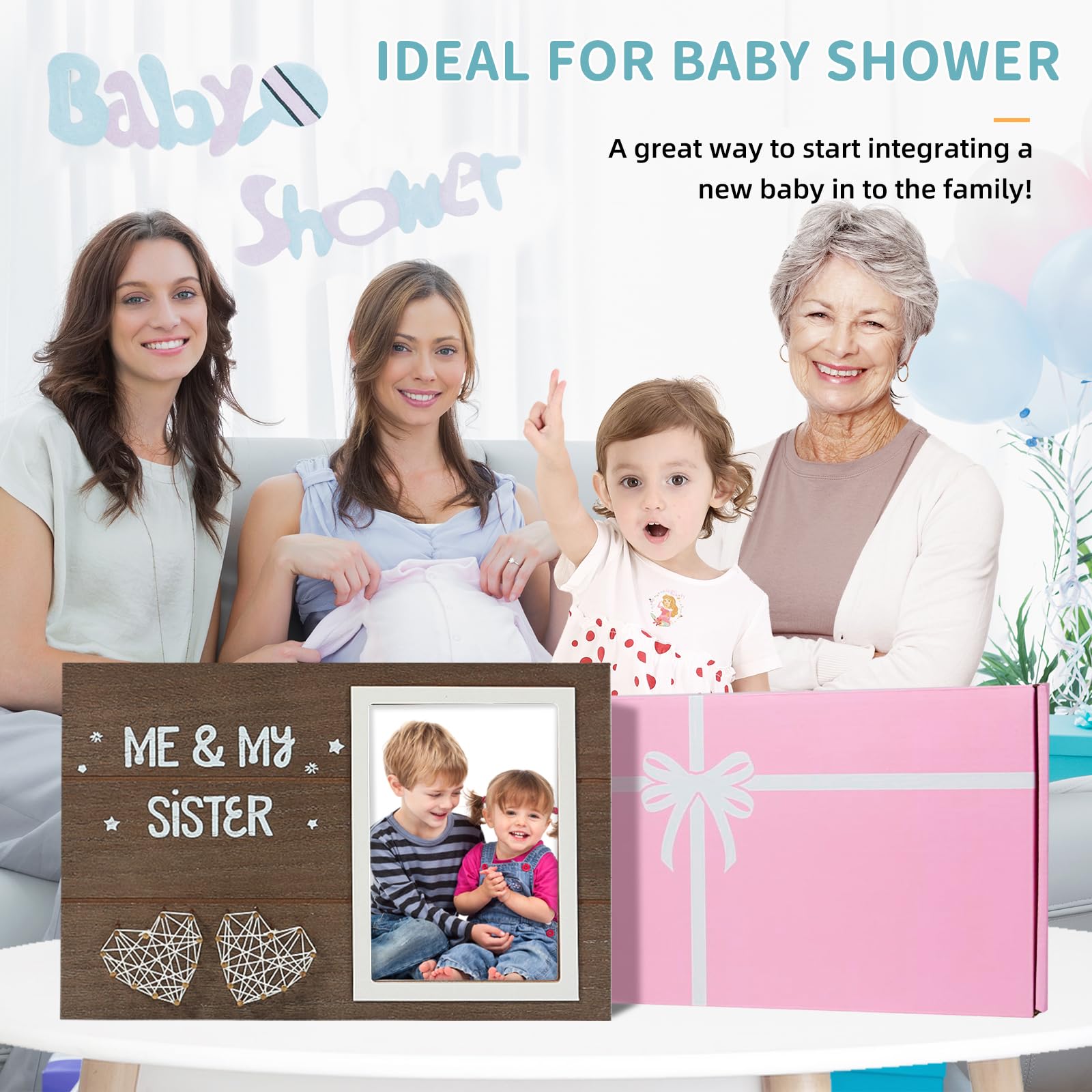 Baby Shower Brother Sister Photo Frame, Personalised Gift For