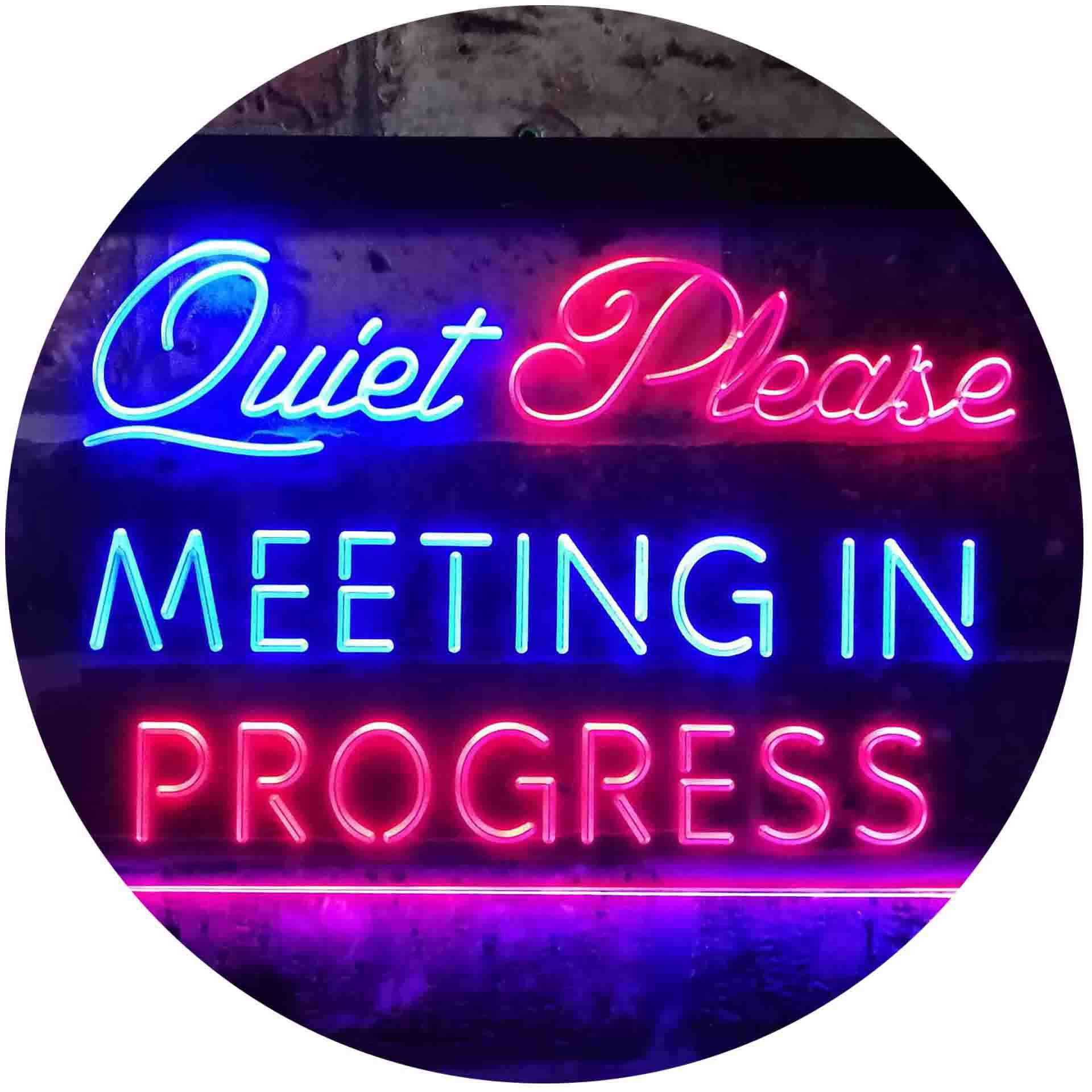 ADVPRO Meeting In Progress Quiet Please Dual Color LED Neon Sign Blue & Red 400 x 300mm st6s43-i3465-br