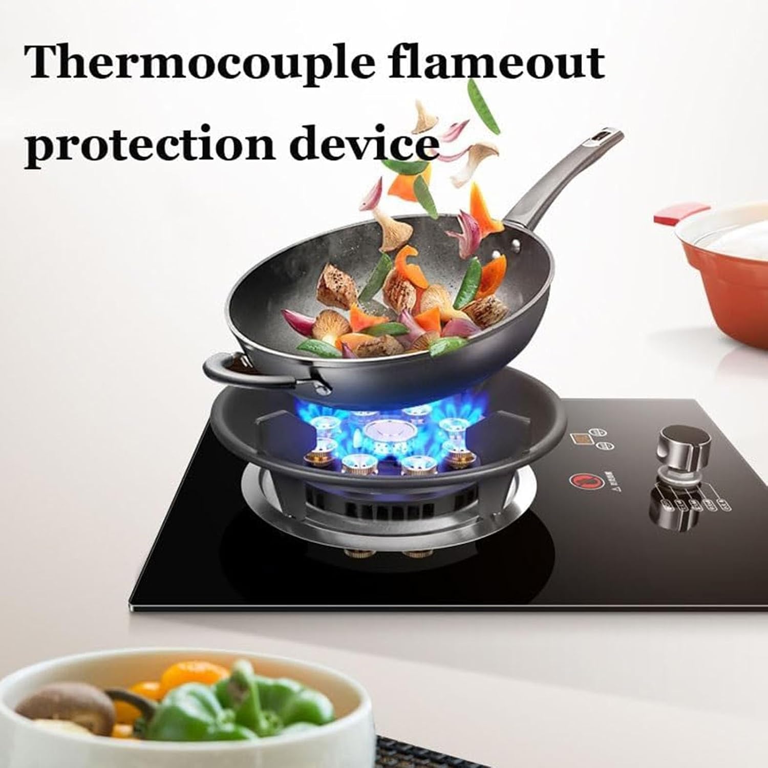 Propane Gas Cooker 5.2KW, 9 Cavity Fire Ring Wok Burner with Flameout Protection Timer, Cast Iron Pot Rack, Freestanding Stove Camping Outdoor Turkey Frying(LPG)
