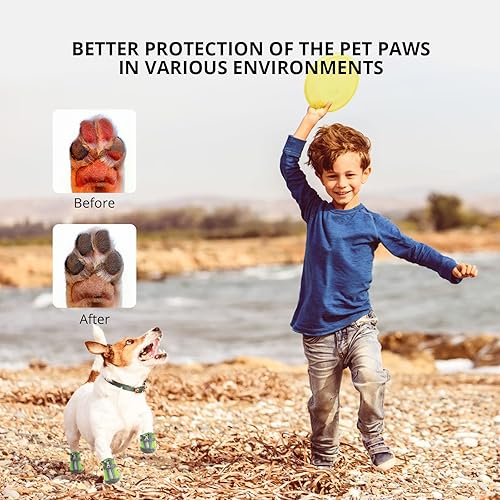 Miniatura 5 de MUSIMC Zapatos para perros pequeños y medianos, botas impermeables para cachorros con protectores reflectantes de seguridad para las patas de perro,