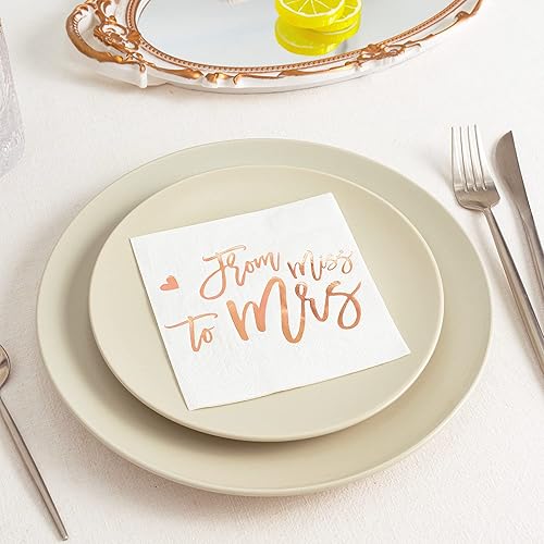 Miniatura 5 de Calculs Servilleta para despedida de soltera de Miss a Sra. Papel de oro rosa para despedida de solterafiesta de compromiso, suministros de mesa de