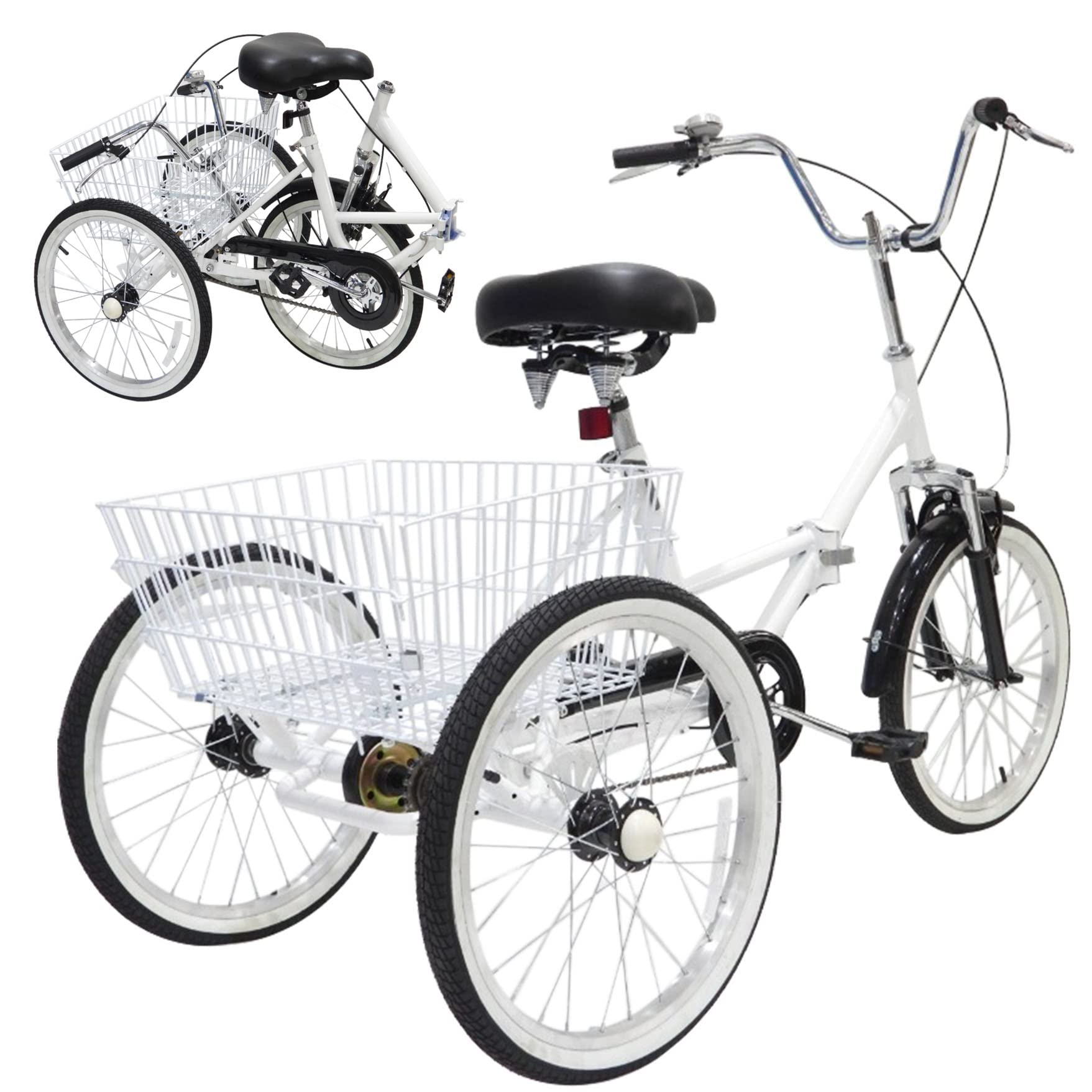 Buy Vehpro Folding Adult Tricycle Delta Trikes Tadpole Trike for Adults, 3 Wheels Bicycle with