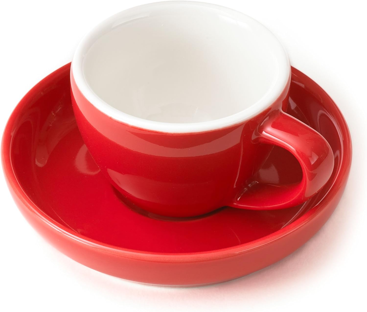 Espresso Cups and Saucers by Easy Living Goods - 3-Ounce Demitasse for Coffee, Set of 4, Assorted Colors (Vibrant)