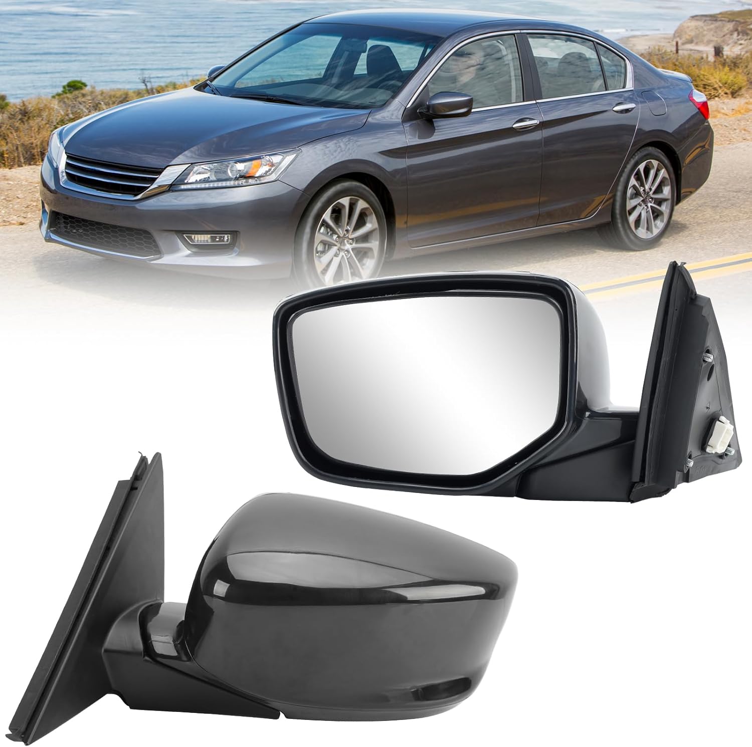 Left Driver Side Mirror Compatible with Honda Accord 2008 2009 2010 2011 2012 Power Manual Folding Heated Door Mirrors Paint to Match 5 Pins