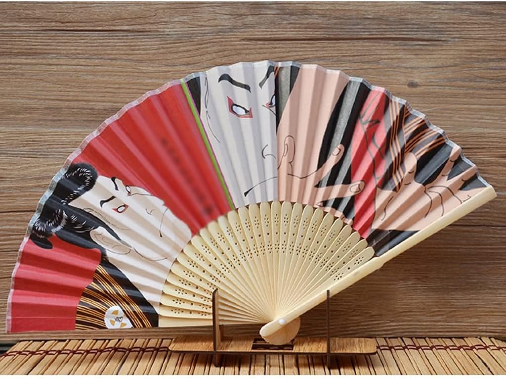 Japanese Style Folding Fan, Japanese Style Bamboo Folding Fan Decoration, Silk Cloth Folding Fan, Restaurant and Hotel Supplies Decoration Home Ceremonial Decorative Folding Fan