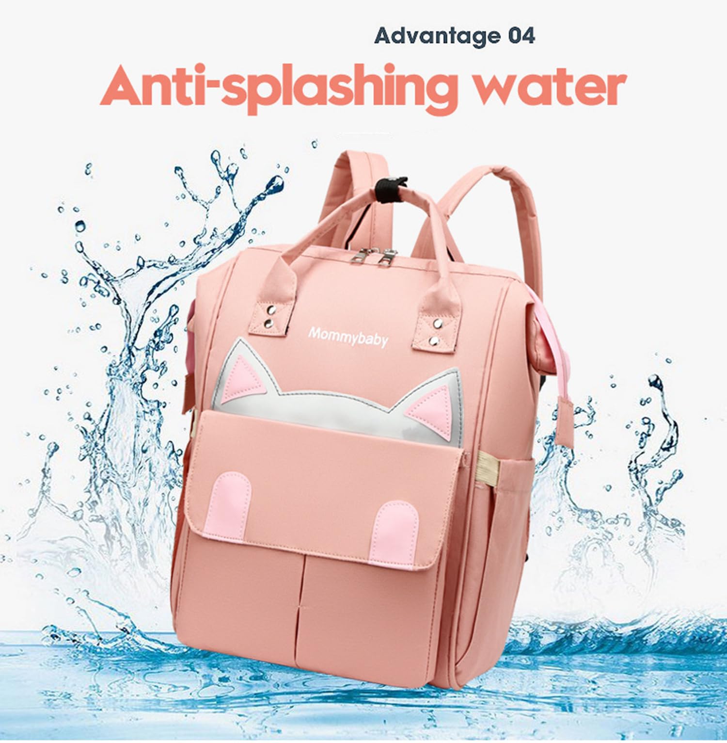 Borsa per pannolini zaino multifunzionale borse per bambini di grande capacità per mamme papà, Gatto nero., Large, Zaini Daypack