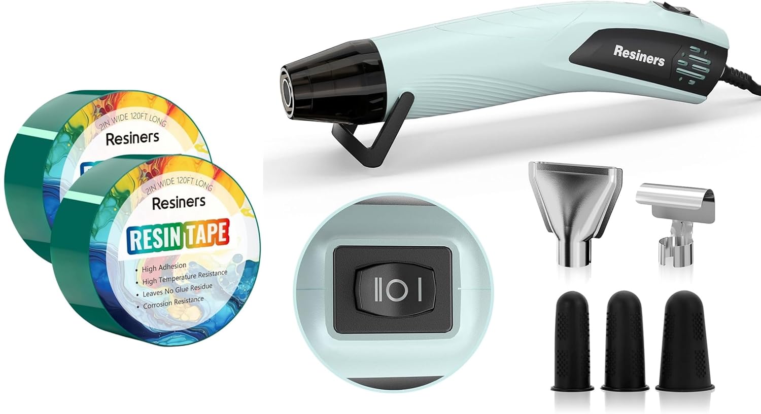 Resiners Heat Gun & Resin Tape 2IN W x 120FT L x 2 Rolls for Epoxy