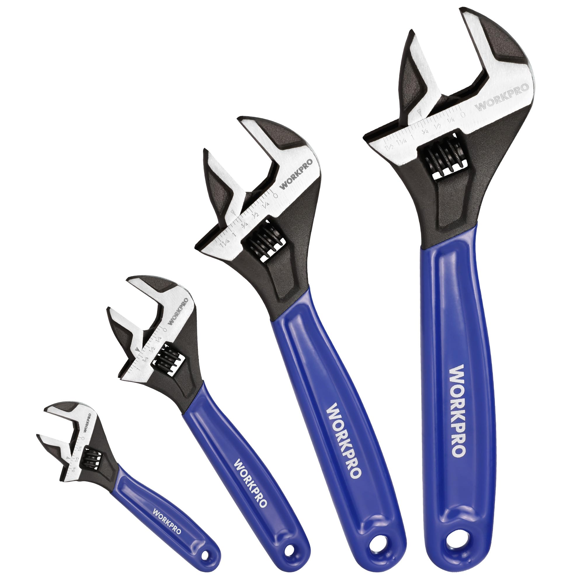 WORKPRO 4-Piece Adjustable Wrench Set Black Oxide
