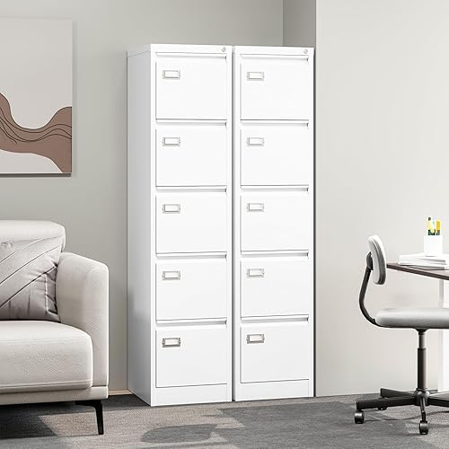 Vista 42 de Archivador de 3 cajones, archivador vertical de 16.3 pulgadas de profundidad con cerradura, archivador de metal para oficina en casa, 3 cajones