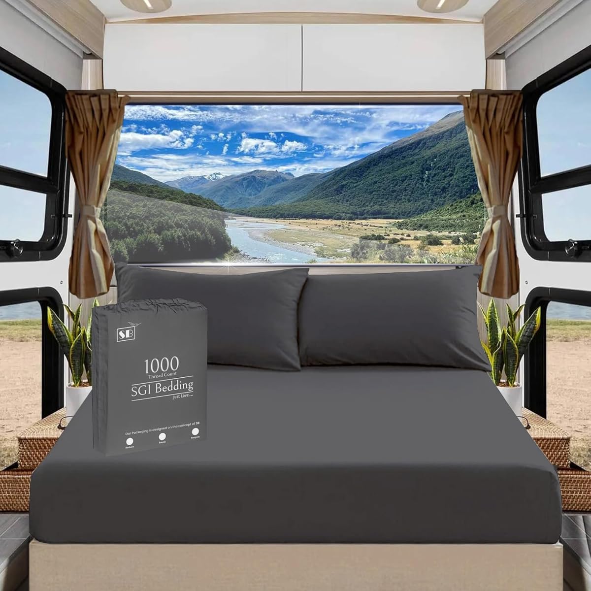 SGI bedding RV Bunk (32"X79") Egyptian Cotton Truck Sleeper Fitted Sheet Only-1000 Thread Count, 14 Inch Deep Pocket, Ideal for Narrow Camp Bunks, RV Bunks, Guest Beds, Army Cots-Dark Grey