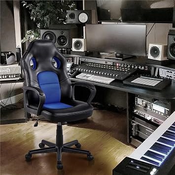 Executive Office Chair,Gaming Chair Ergonomic Racing Style Recliner with Massage Lumbar Support Office Armchair for Computer Pu Leather E-Sports Gamer Chairs with Retract,Black