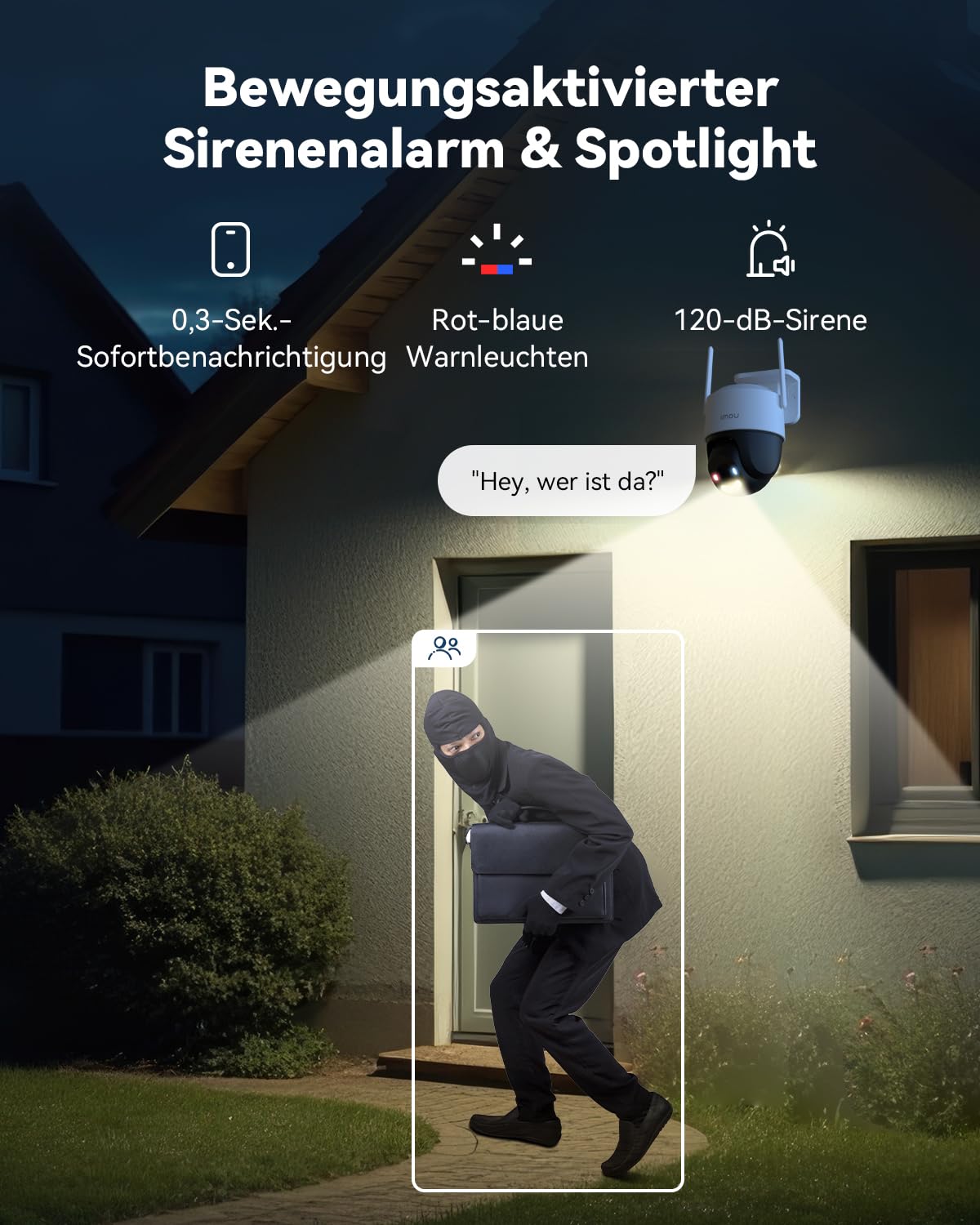 Imou 4K 8MP PoE Überwachungskamera Aussen, KI-Personen/Fahrzeugerkennung, Farb-Nachtsicht, 360° PTZ WLAN Überwachungskamera Außen, Smart Tracking, 2-Wege-Audio, Sirene, IP66 Privatmodus 512GB Lagerung