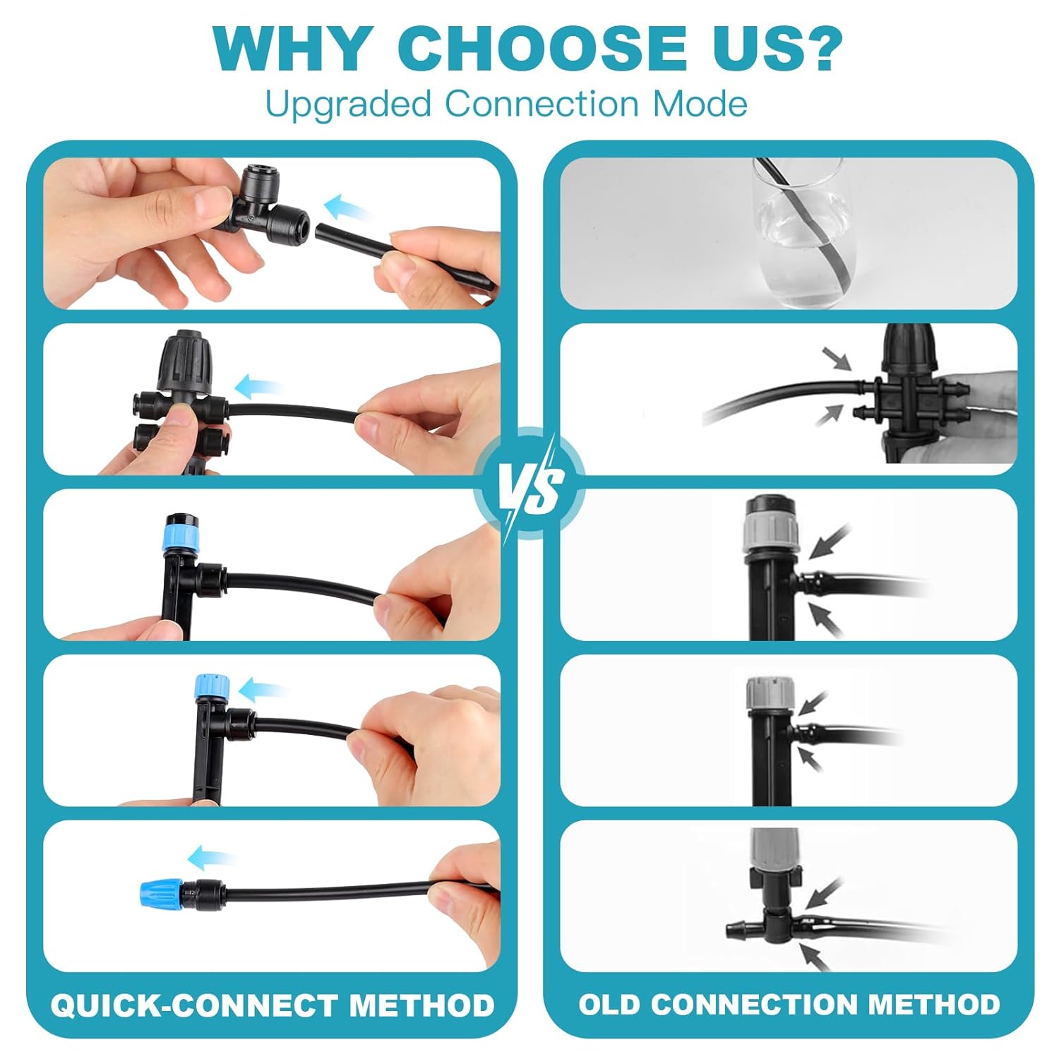 Garden Drip Irrigation System - 230FT Quick-Connect Automatic Watering Misting System Kit with 1/2" & 1/4" Tubing, Adjustable Spray Nozzles & Sprinklers for Lawn, Plant Bed, Greenhouse, DIY Irrigation