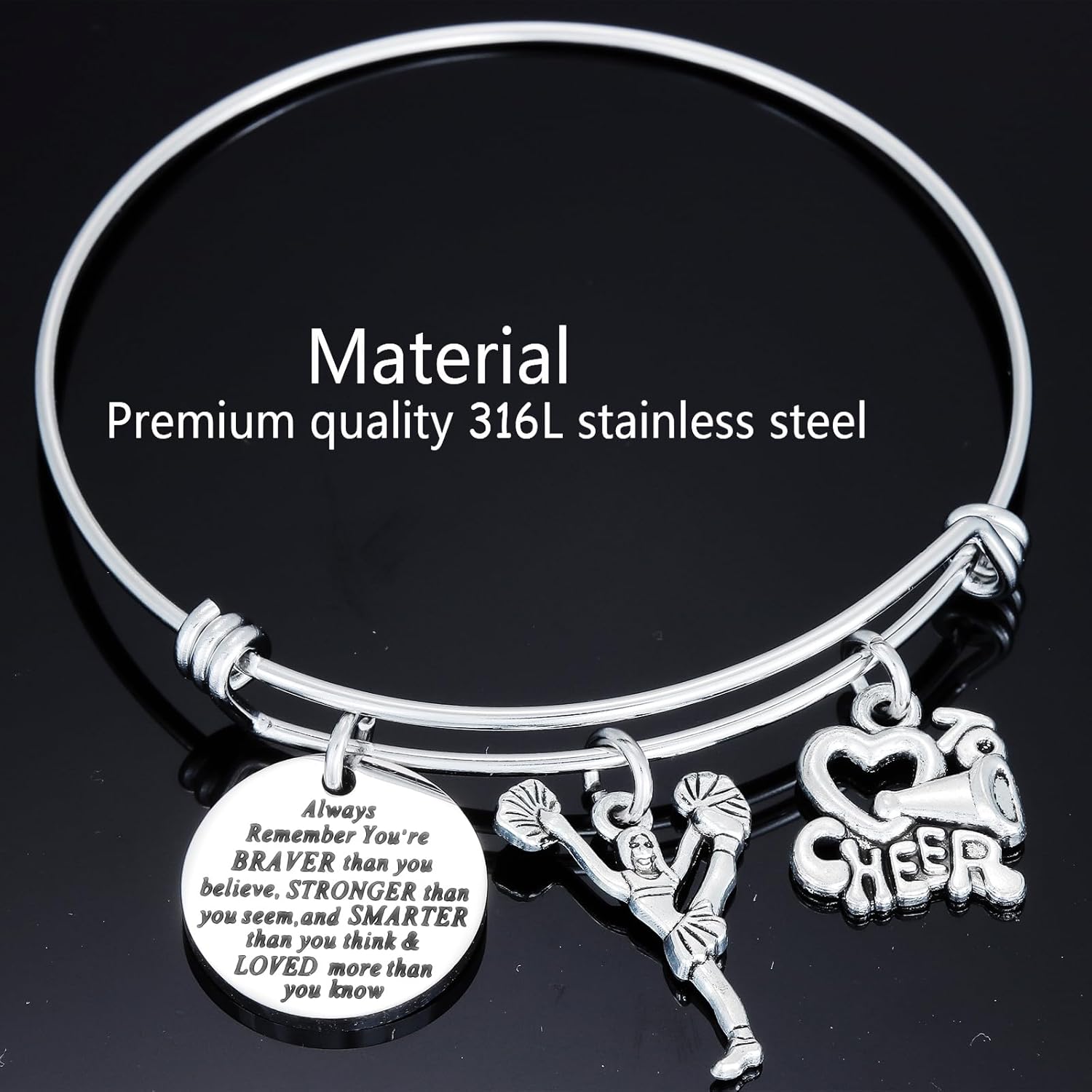 HUTIMY Cheerleader Bracelet for Teenagers Gifts Young Senior Little Teen Cheer Team Present Cheerleading Charm Bracelet - Image 2