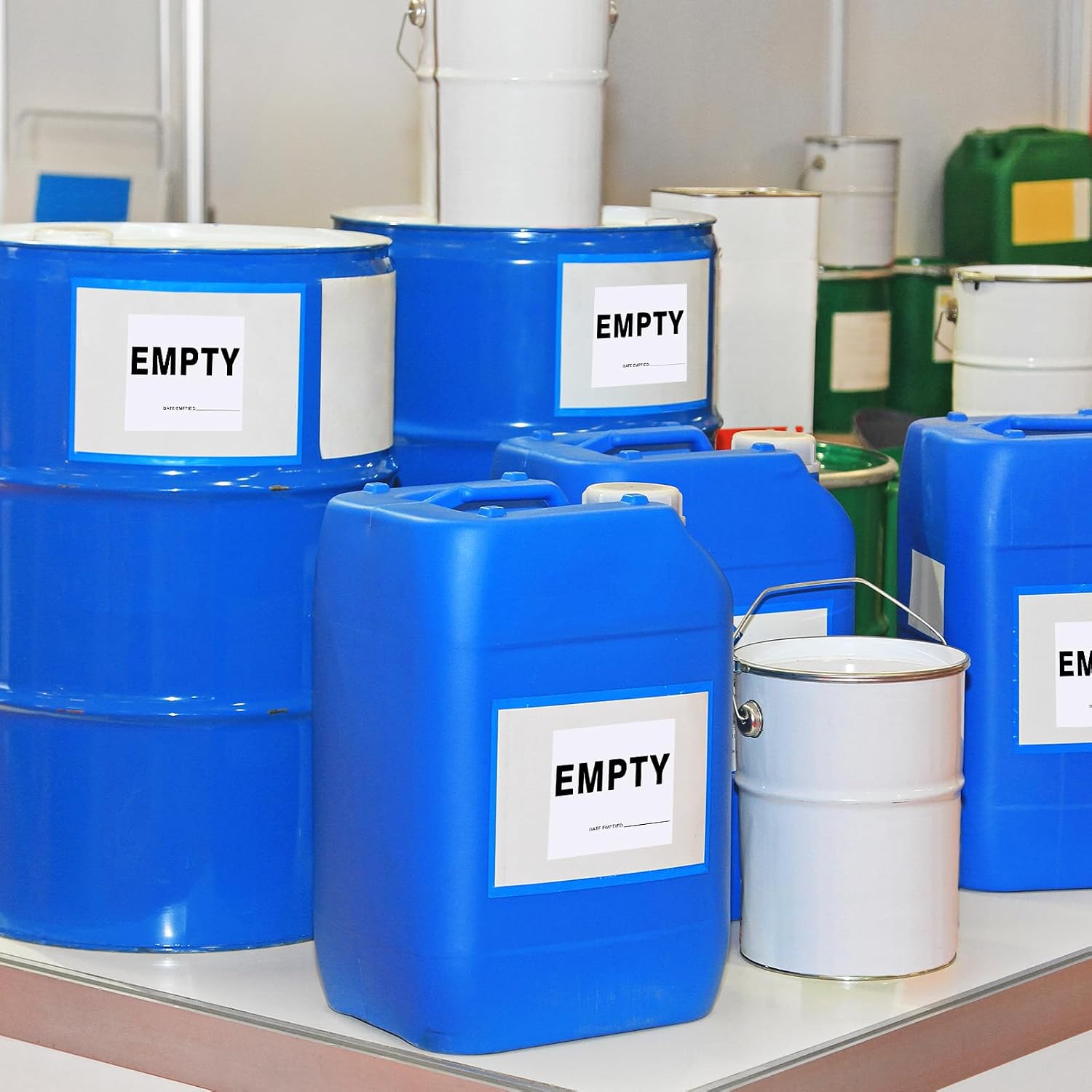 50 Pcs Empty Container Labels with Date - 6 x 6 Inch Vinyl Empty Drum Warning Stickers for Industrial Environments