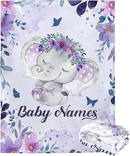 Miniatura 262 de Manta de bebé personalizada con nombre, mantas de bebé de elefante personalizadas para niñas, regalos de bebé, productos para bebés, mantas súper