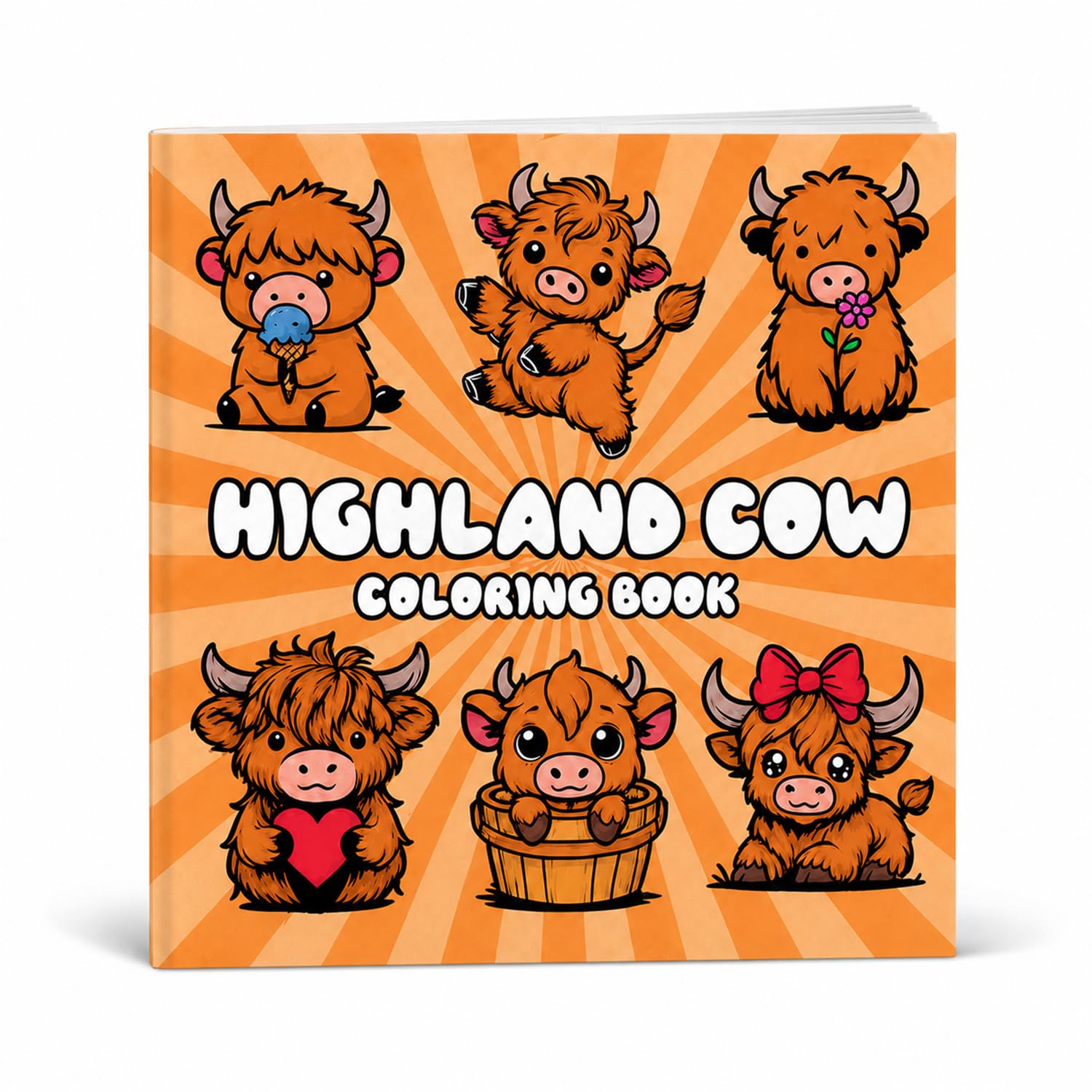 Highland Cow Coloring Book, Bold & Easy Animal Coloring Book for Adult Teen