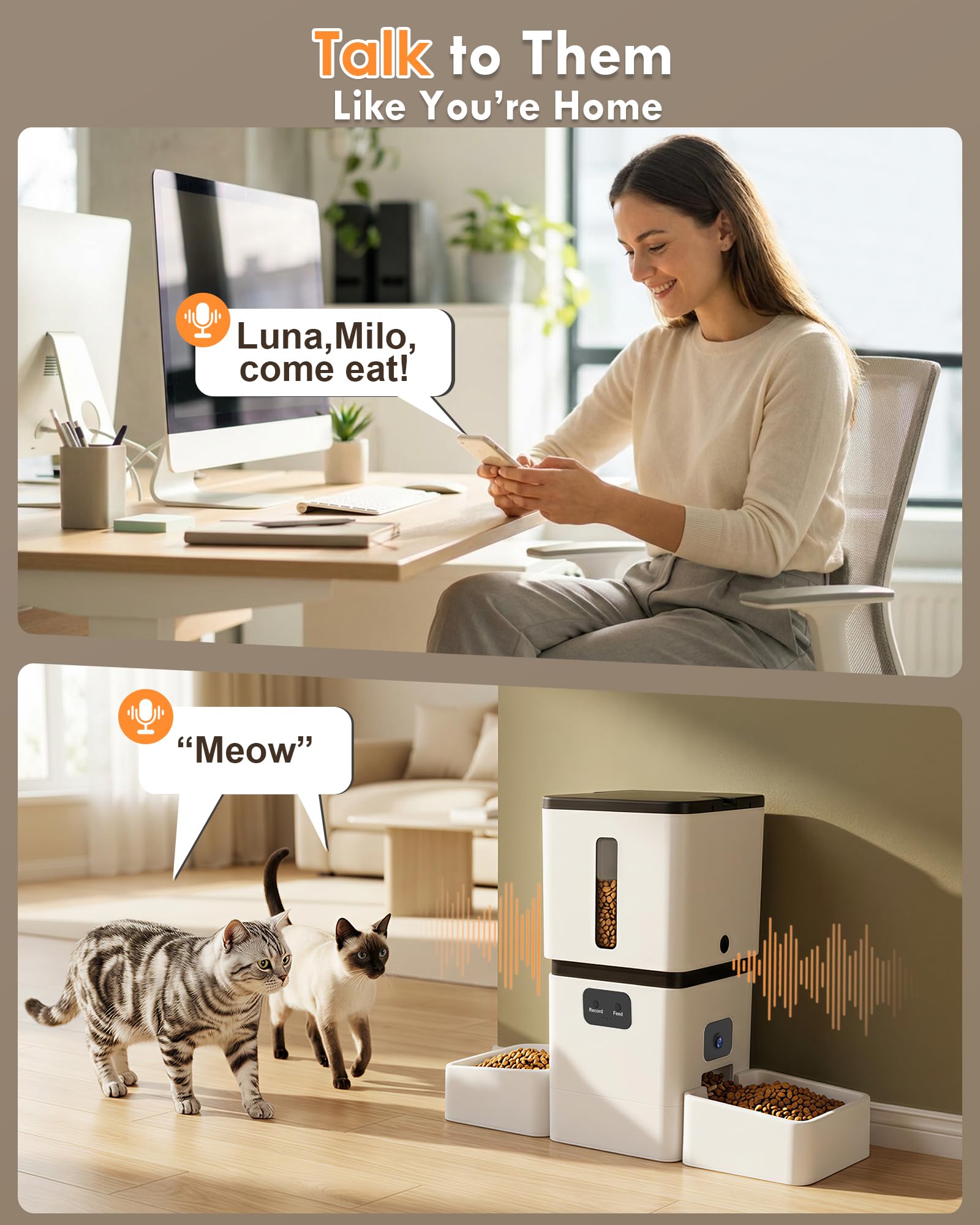 Yakry Automatic Cat Feeder for 2 Cats - Two HD Cameras Easy Setup 5GHz Stable WiFi Dog Food Dispenser with HD Night Vision - 8L Pet Feeder with Dual Bowls for Multi-Cat & Small Dogs Indoor - image 7