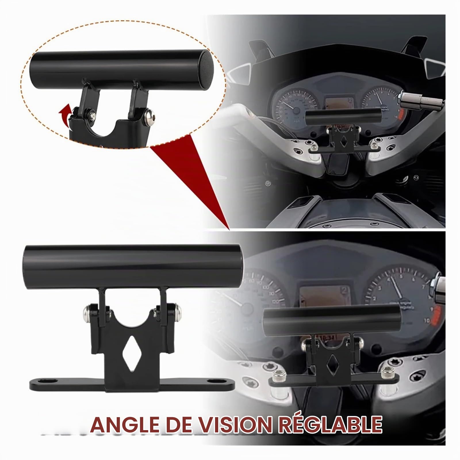 Support Téléphone Moto pour BMW R1200RT 2005-2013, Pince Guidon Moto, Support Navigation GPS, Support Téléphone Portable, Réglable, Compatible avec smartphones et moniteur, Noir, Métal