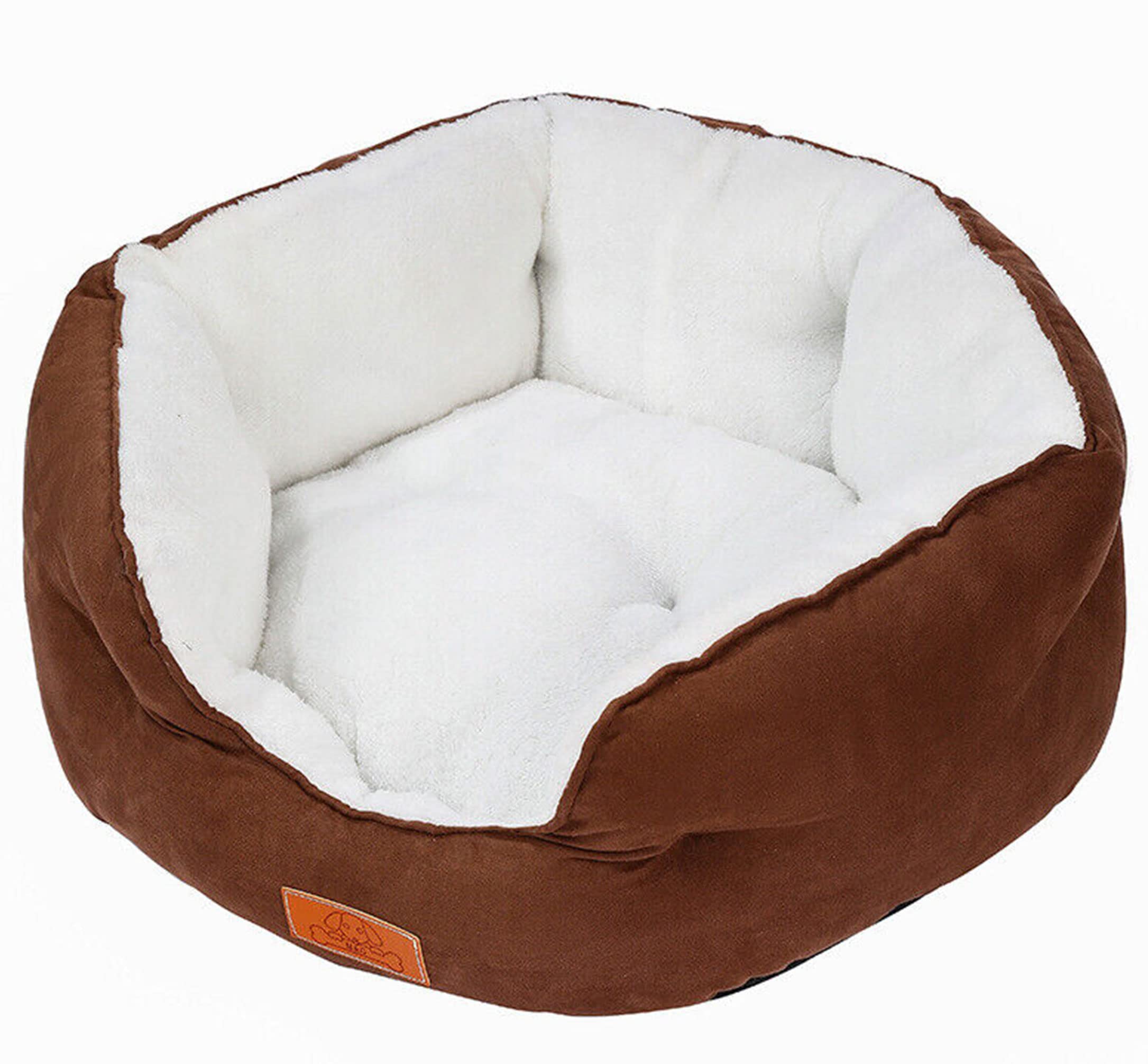 JupiterJX Small Dog Bed for Cats and Dogs - Extra Soft Fleece Plush Washable With Removable Cover, Non-Slip Bottom Sofa Sleeping Cushion for Medium Large Dogs (Brown, Small)