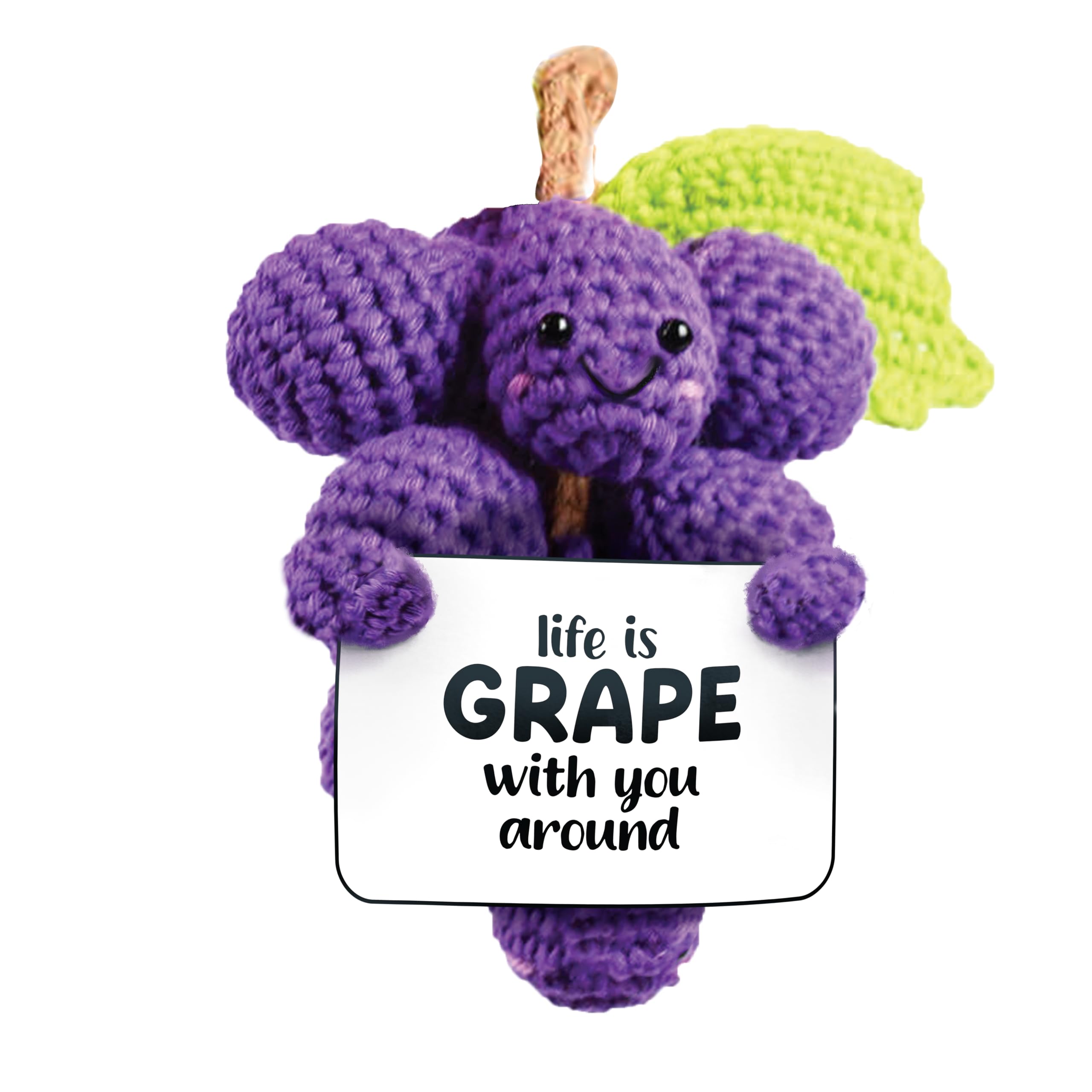 Pavilion Gift Company - Grape - Crochet Mini Figure Fruit Encouragement Inspiration Home Work Desk Decor