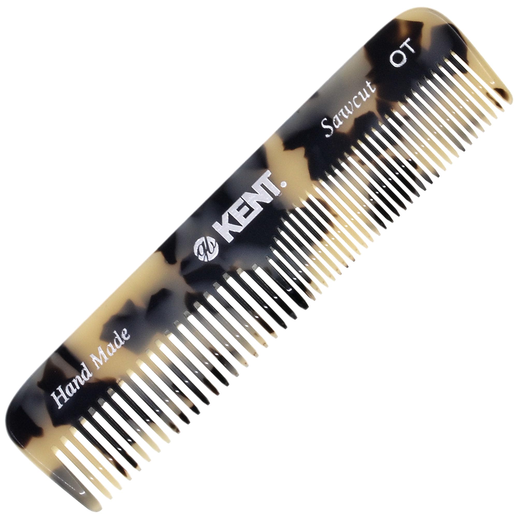 KENTOT TW Pocket Comb - Handmade Fine and Wide Tooth Hair Comb for Men, Women, and Kids - Travel, Beard, and Mustache Comb - Saw Cut and Hand Polished Made in England