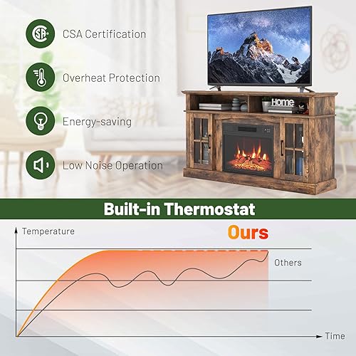Miniatura 3 de SIMOE Soporte de TV con chimenea de 23 pulgadas, consola de TV eléctrica para televisores de hasta 65 pulgadas, centro de entretenimiento con 2